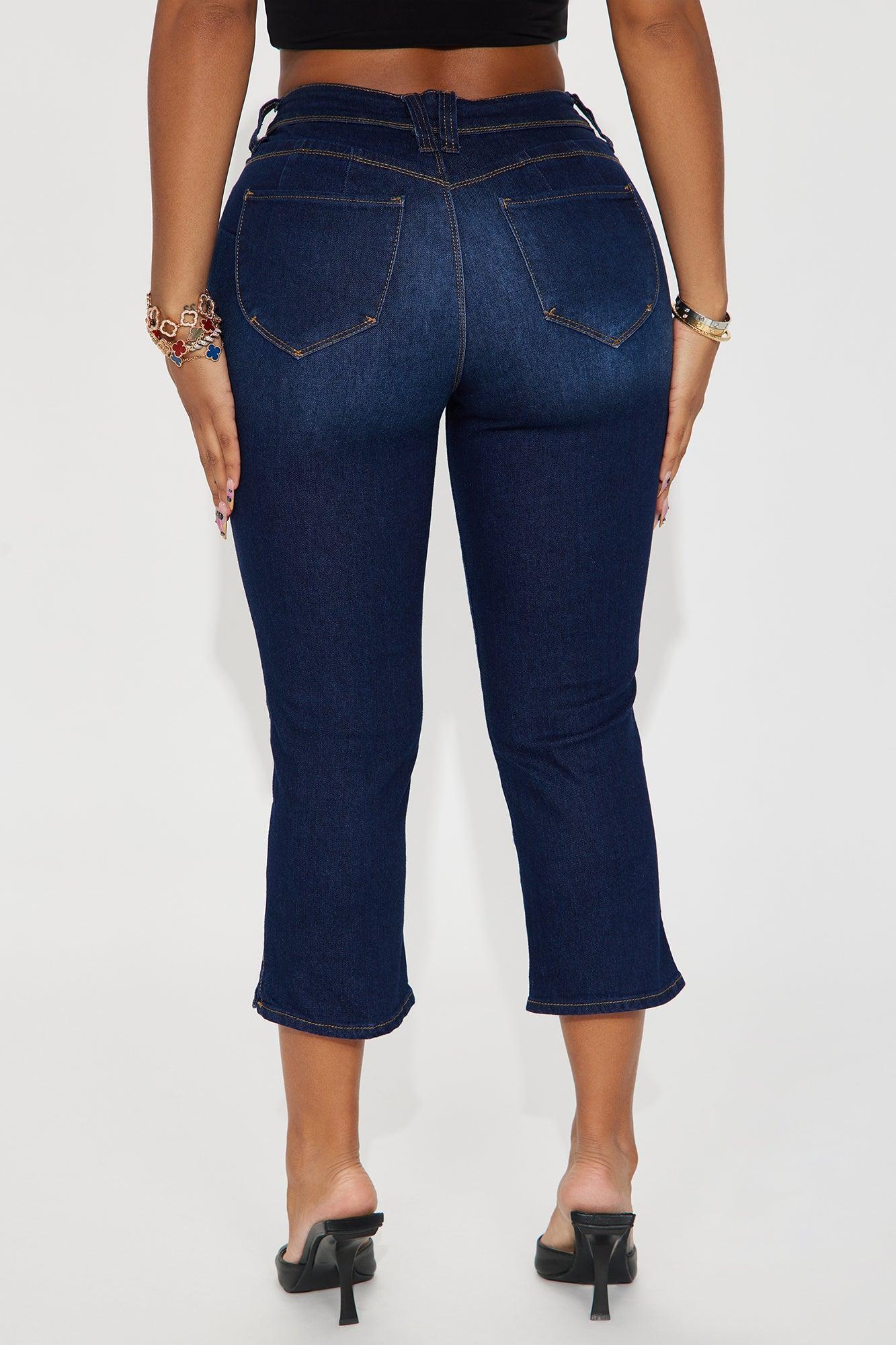 All That Booty Lifting Crop Jean - Dark Wash Product Image