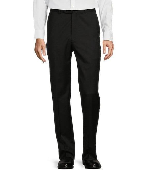 Hart Schaffner Marx New York Modern Fit Flat Front Solid Wool Dress Pants Product Image