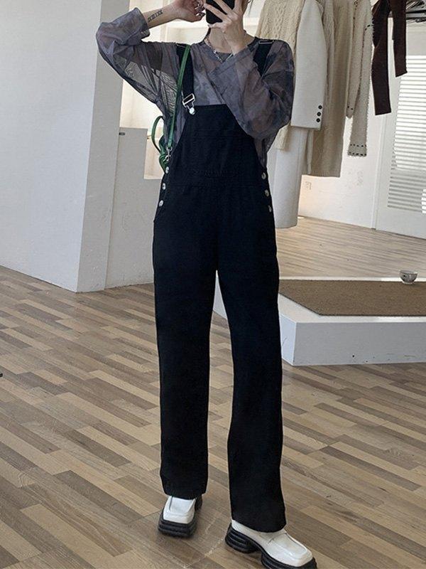 Classic Straight Leg Denim Overalls Product Image