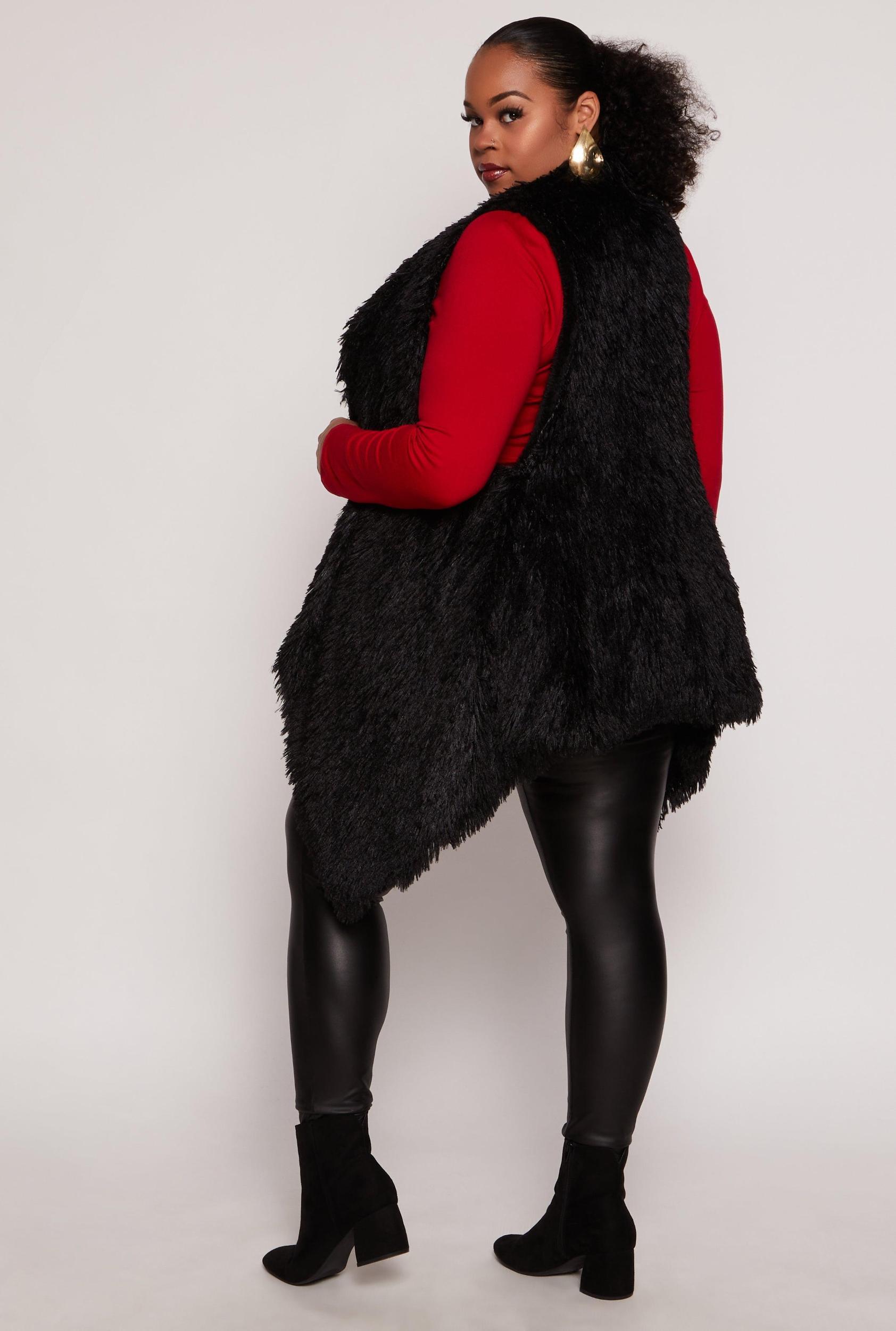 Womens Faux Fur Reversible Sleeveless Poncho Product Image
