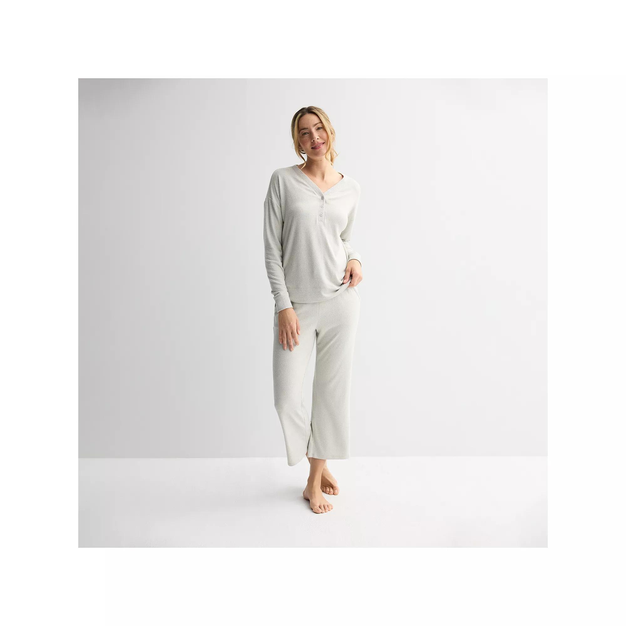 Women's Sonoma Goods For Life® Knit Henley Pajama Top, Size: Small, Silver Ash Product Image