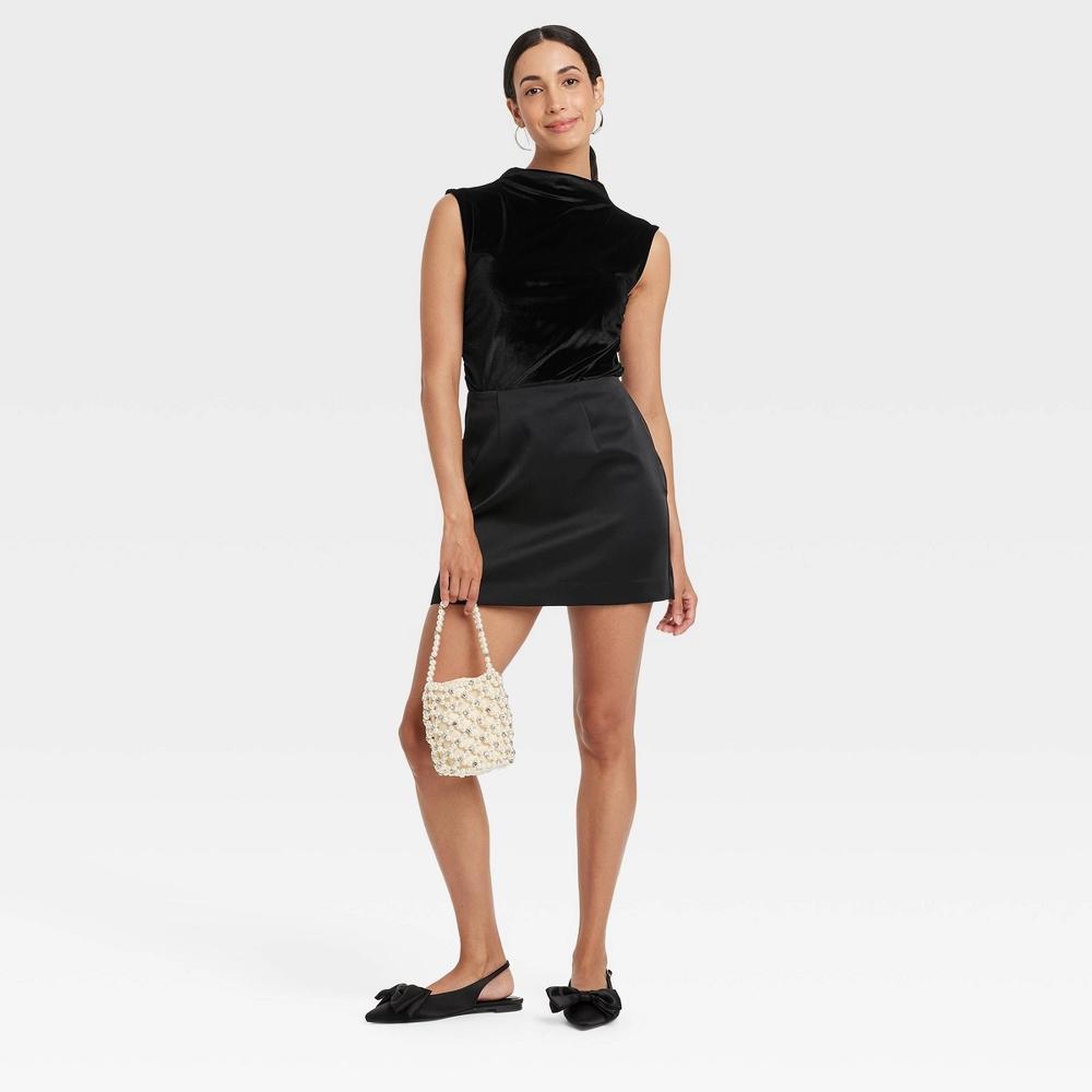 Womens Ruched Tank Top - A New Day Black XS Product Image