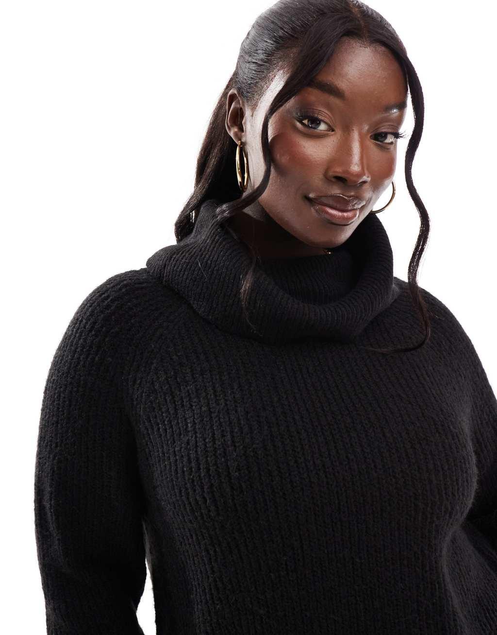 Yours roll neck sweater in black  Product Image