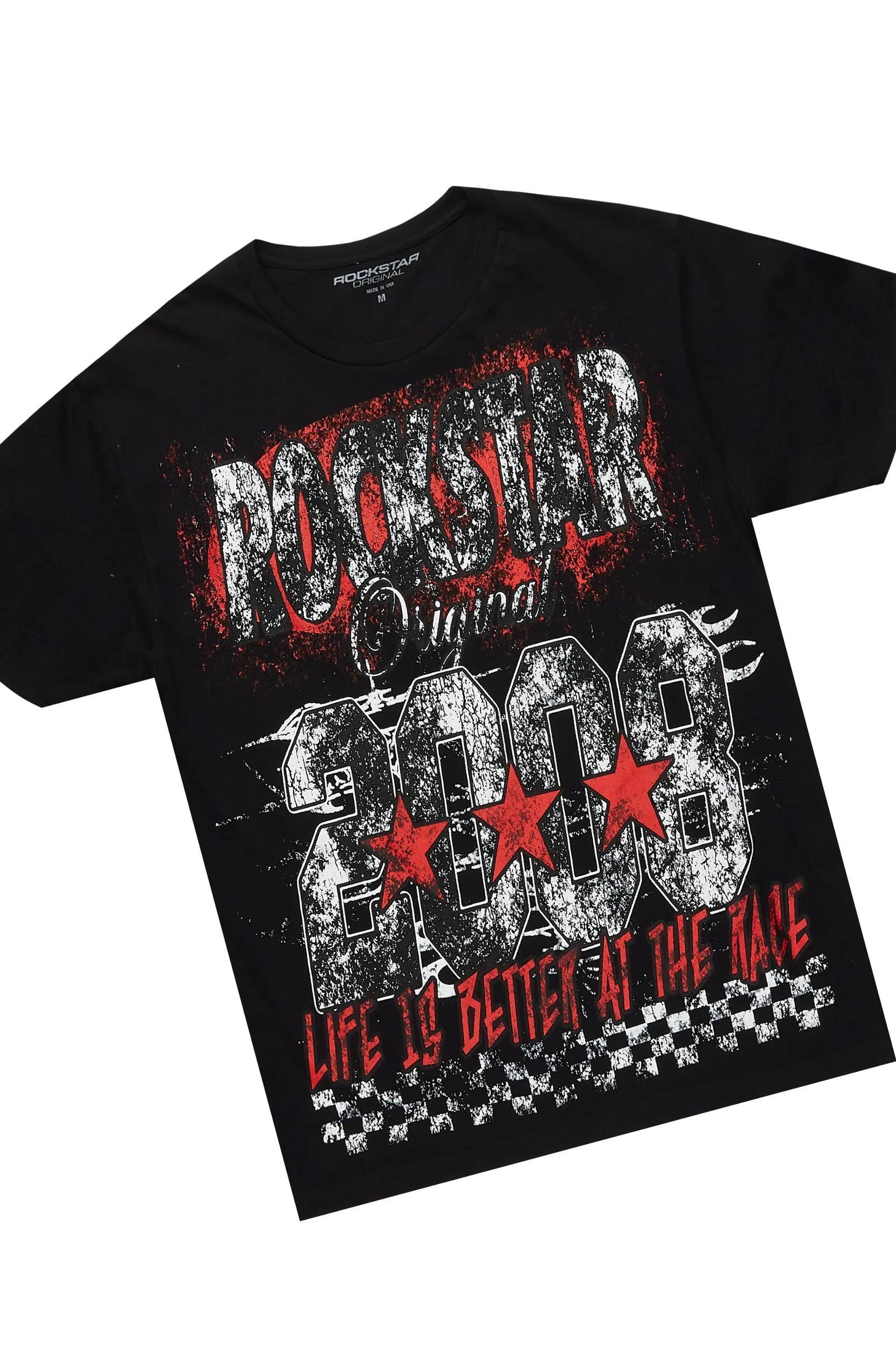 Racing Grung Black Graphic T-Shirt Short Set Male Product Image