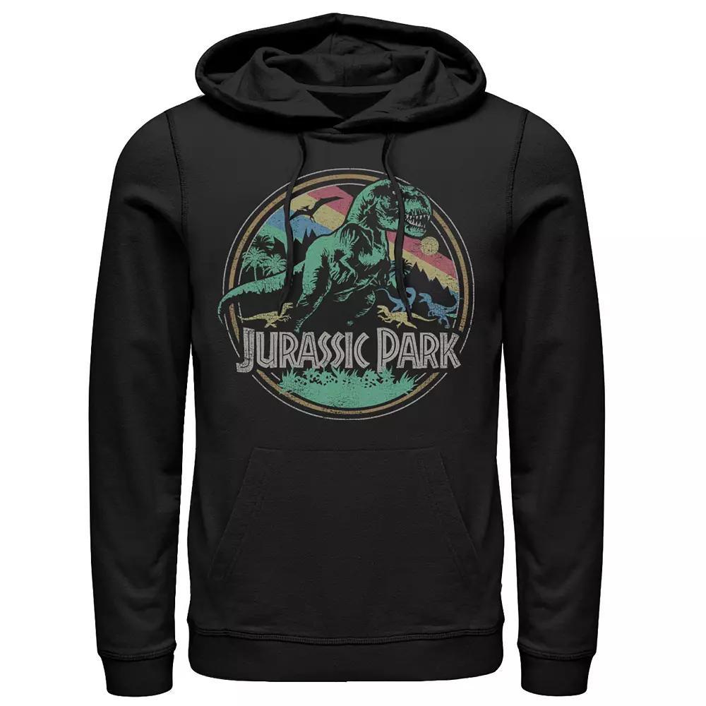 Mens Jurassic Park T-Rex Distressed Retro Logo Hoodie Product Image