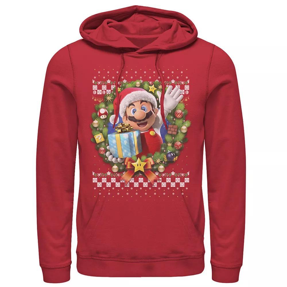 Men's Nintendo Super Mario Present Hoodie, Size: Large, Red Product Image
