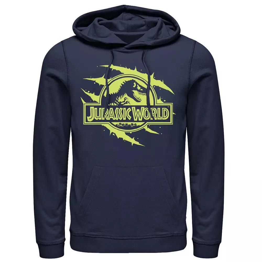 Men's Jurassic World Neon Slash T-Rex Fossil Logo Graphic Pullover Hoodie, Size: Small, Grey Heather Product Image