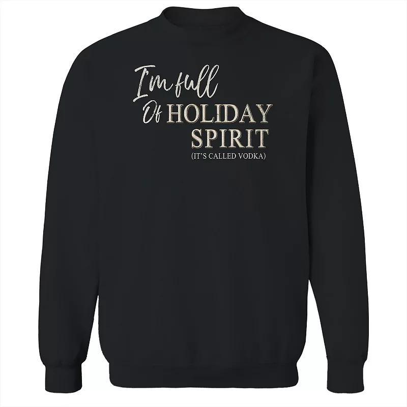Men's Full of Holiday Spirit Fleece Sweatshirt, Women's, Size: Small, Black Product Image