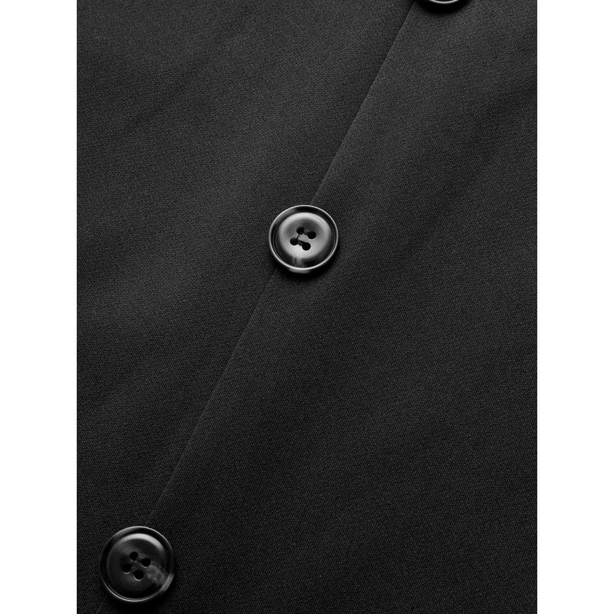 Plus Size Round Neck Button Detail Split Hem Dress Black Women At the Office Button Round Neck Short sleeve Curvy BloomChic 26/4X Product Image