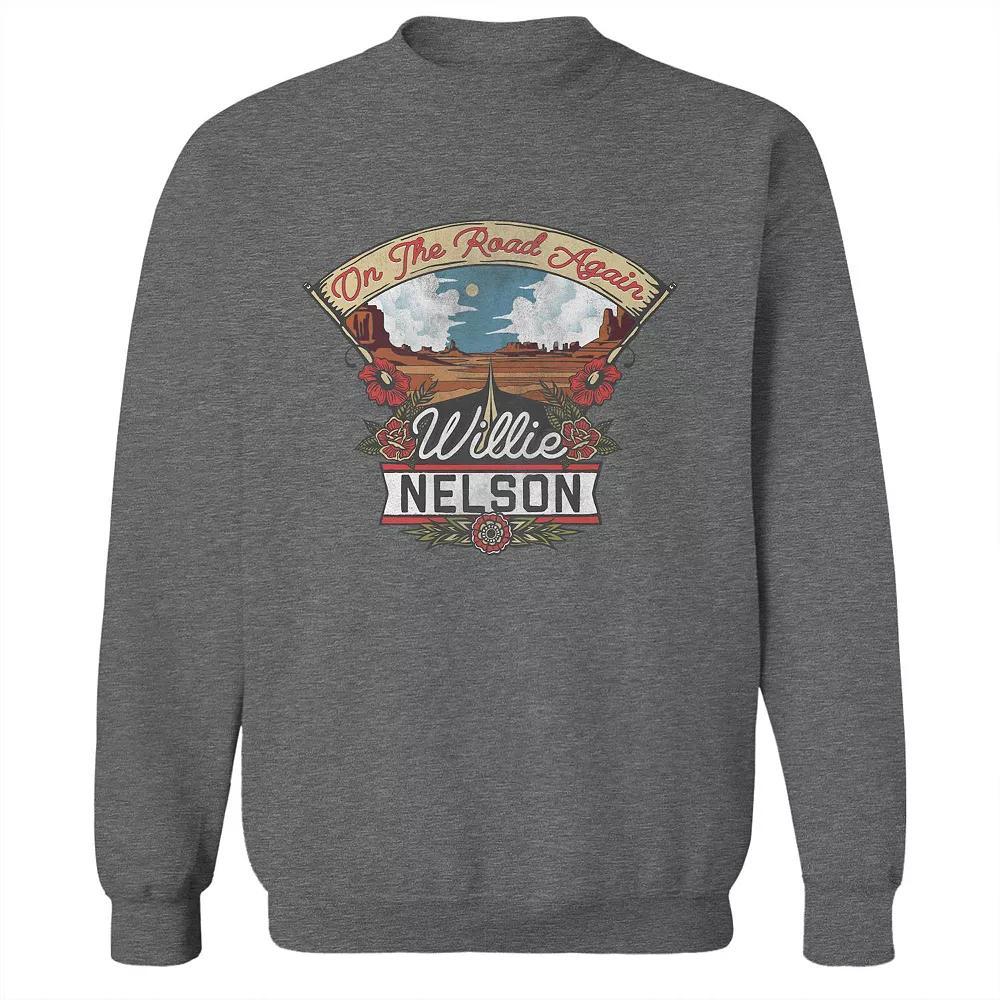 Junior's Willie Nelson On The Road Desert Graphic Fleece Sweatshirt, Women's, Size: XL, Grey Heather Product Image