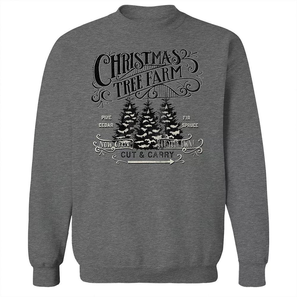 Men's Christmas Tree Farm Fleece Sweatshirt, Women's, Size: Large, Grey Heather Product Image