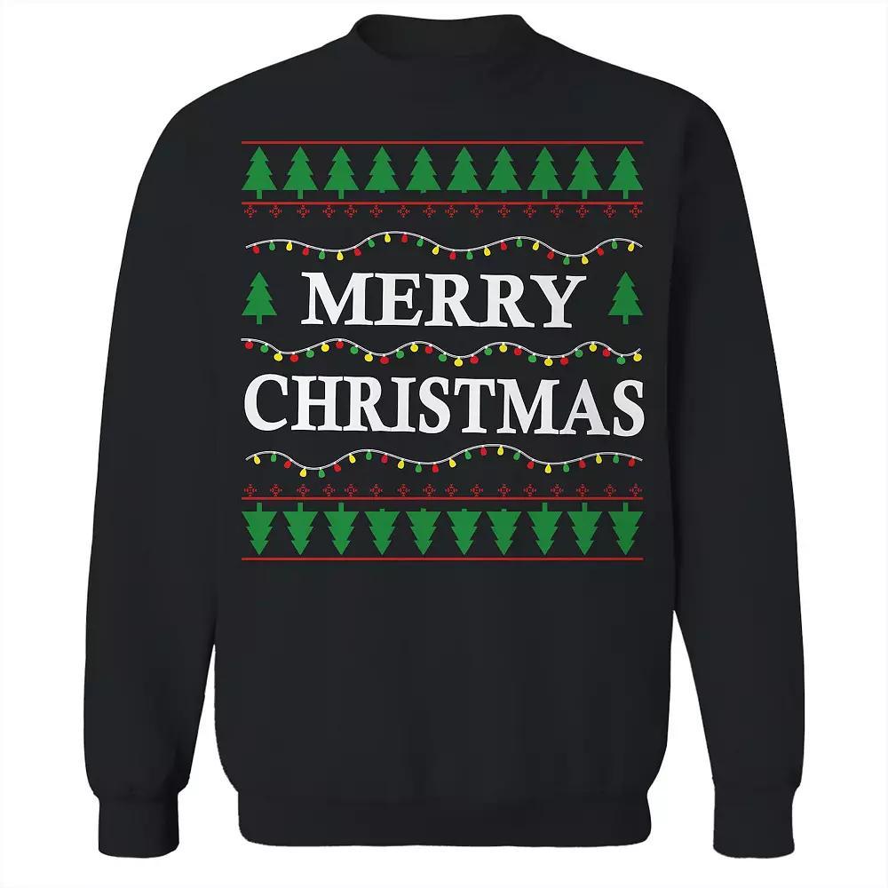 Men's Merry Tree Christmas Sweater Graphic Sweatshirt, Size: Large, Black Product Image