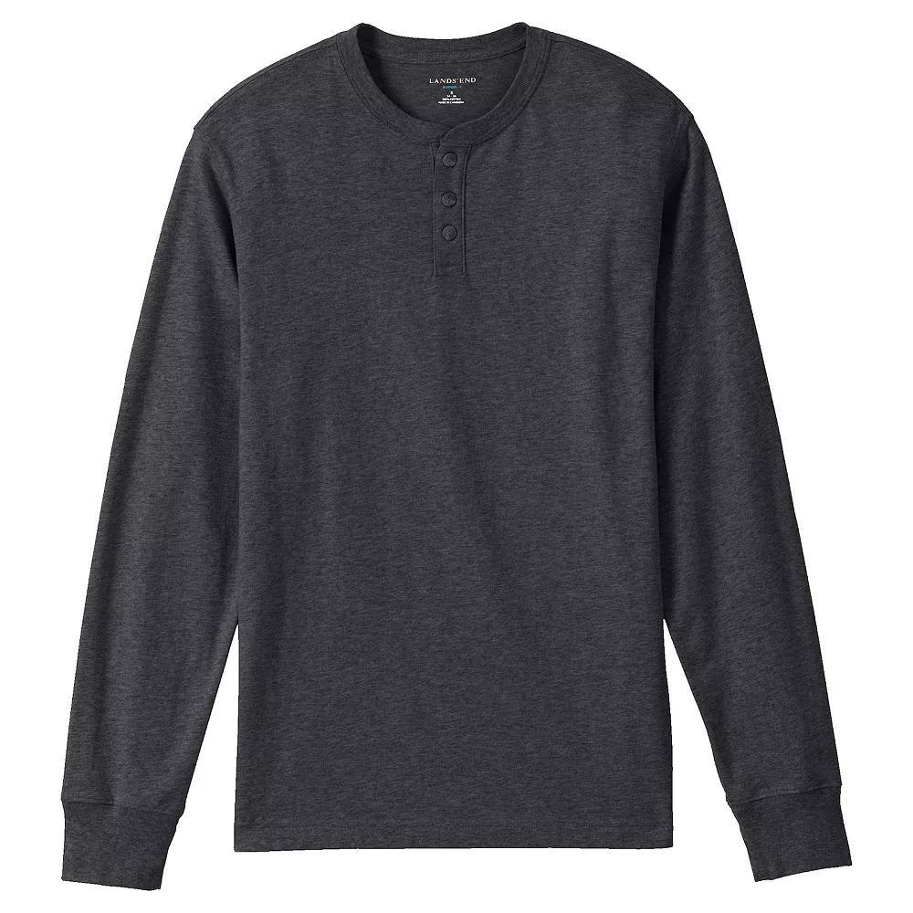 Men's Lands' End Super-T Henley, Size: XL, Dark Grey Heather Product Image