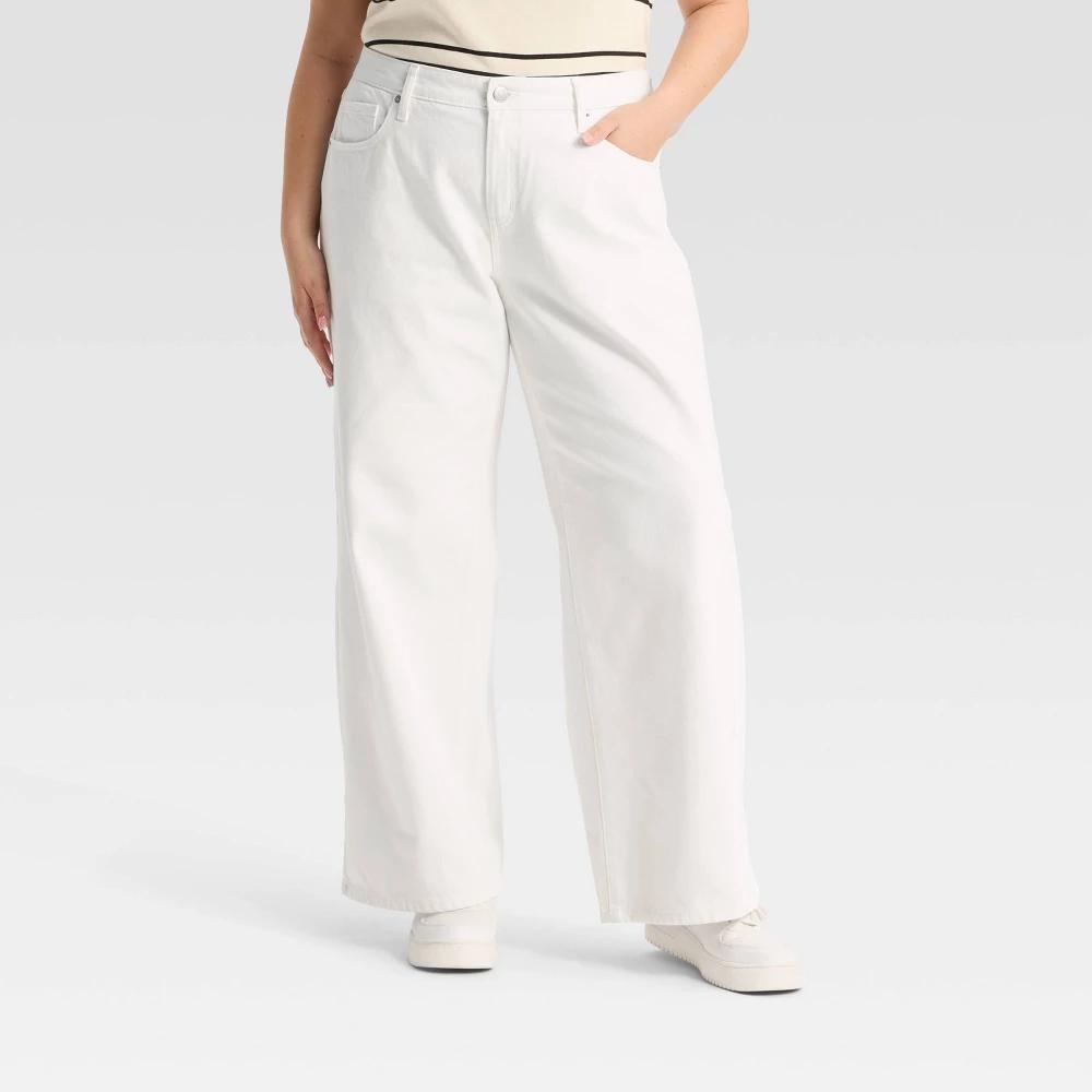 Women's Low-Rise Wide Leg Baggy Jeans - Wild Fable™ White 26 Product Image