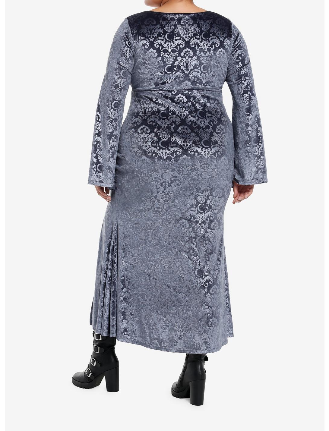 Cosmic Aura Skull Filigree Debossed Velvet Maxi Dress Plus Size Product Image
