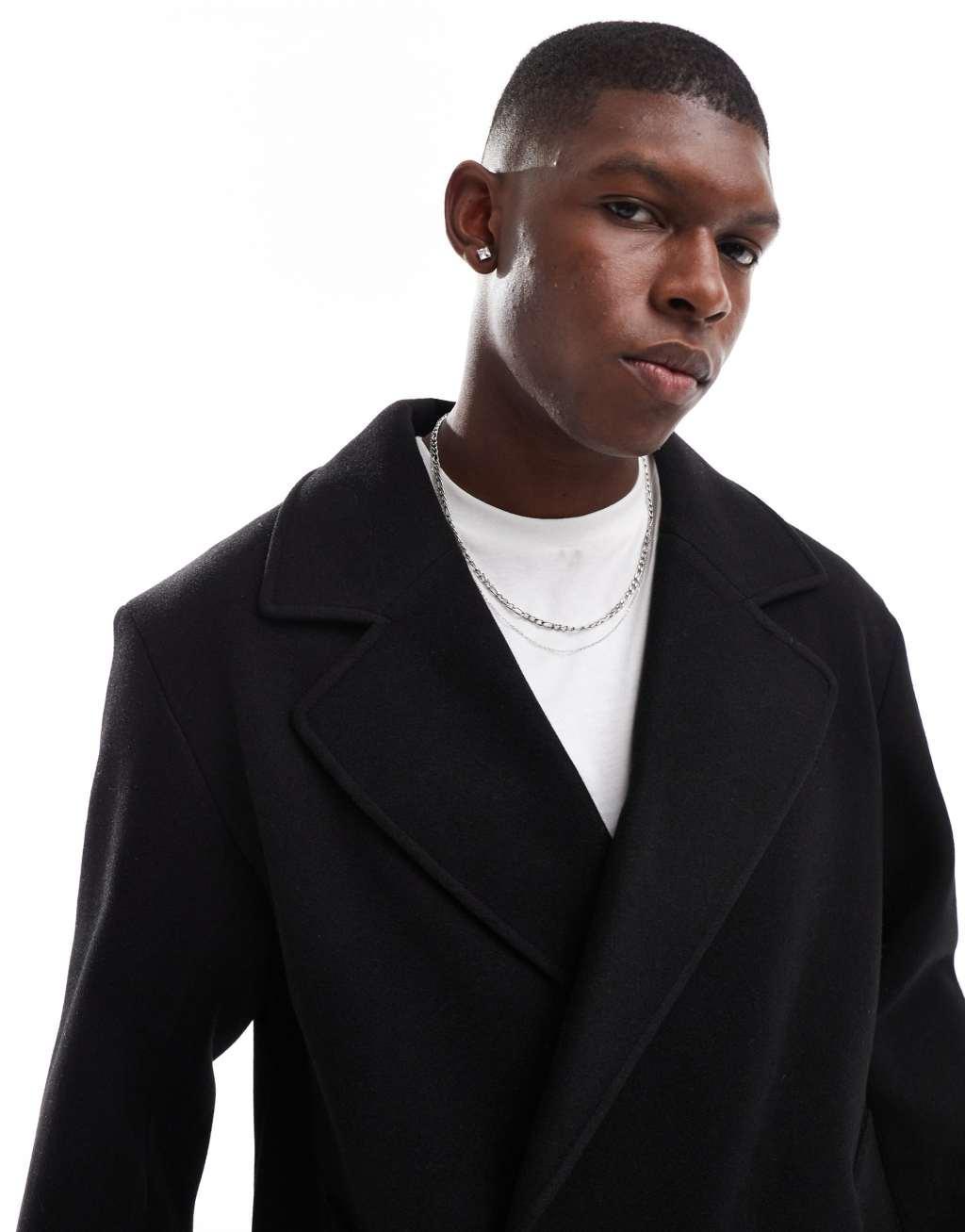 ASOS DESIGN oversized wool look jacket in black Product Image