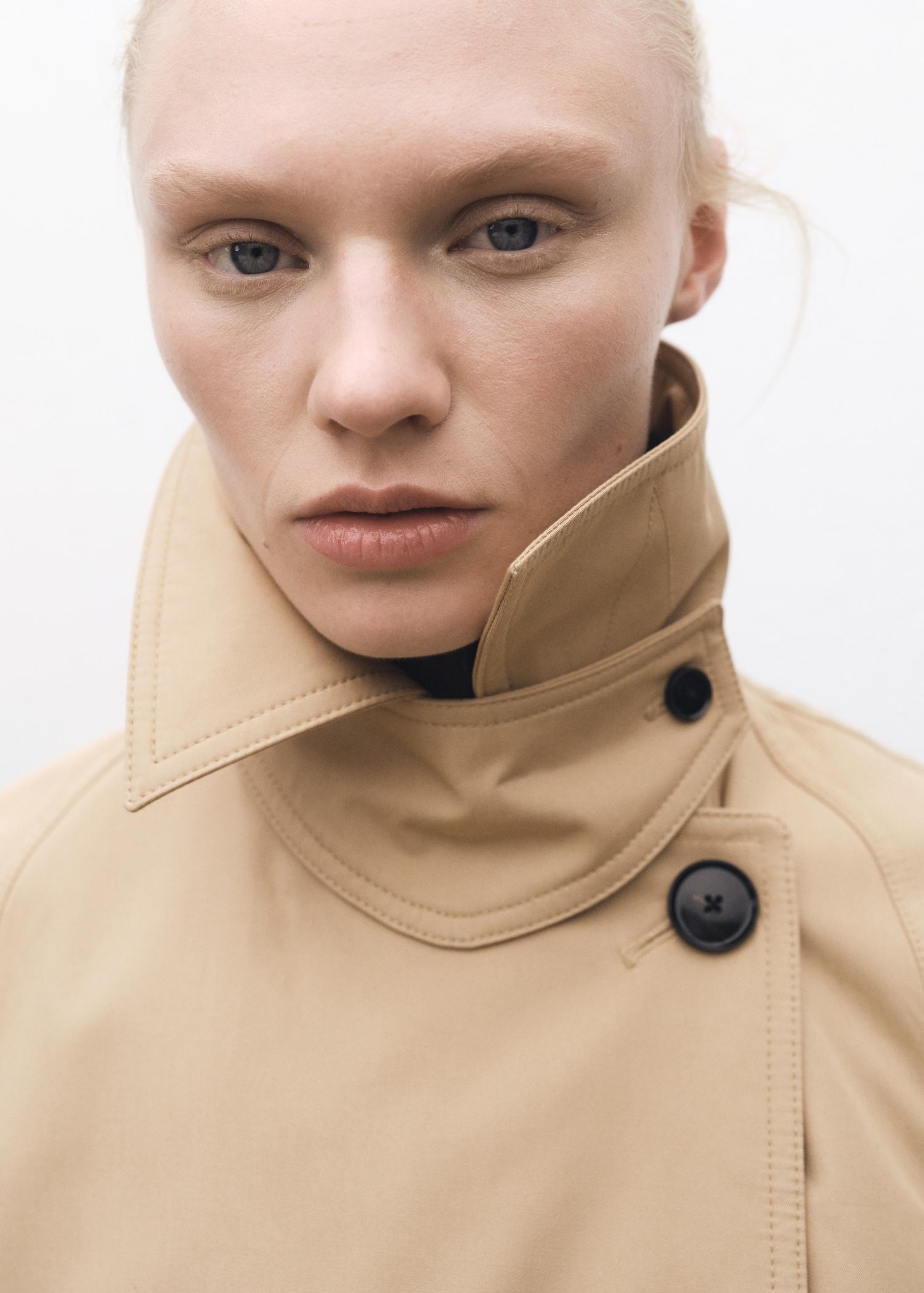 Long oversized cotton trench coat - Women | MANGO USA Product Image