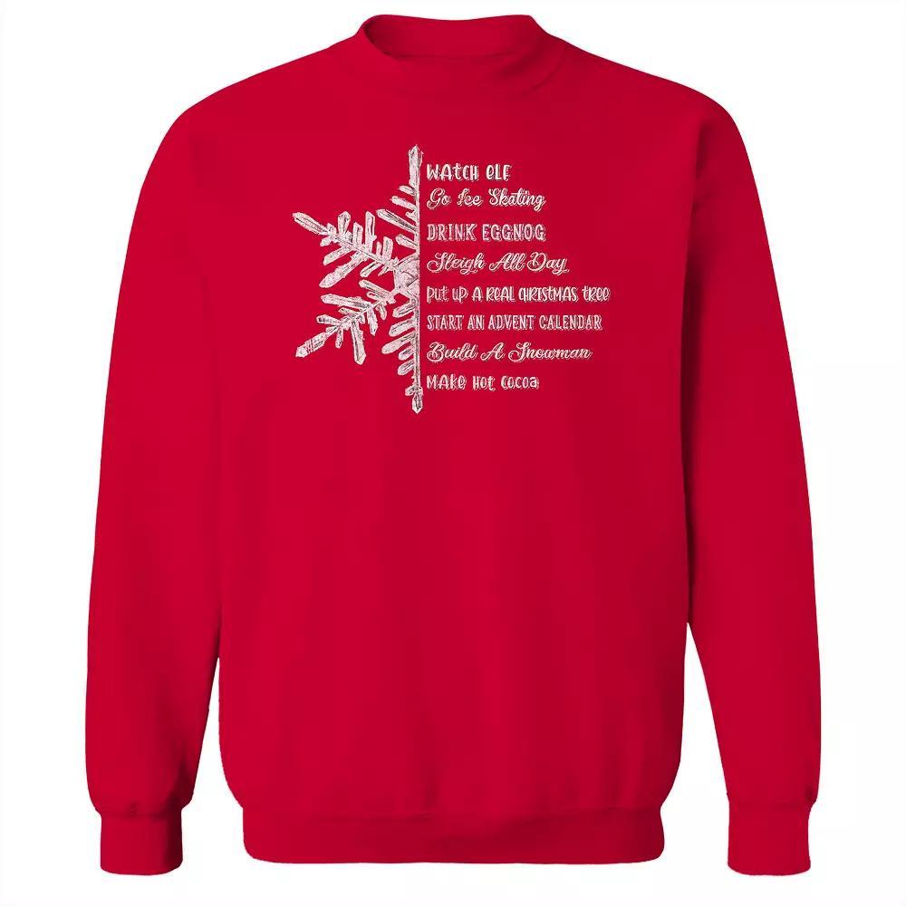 Men's Snowflake List Fleece Sweatshirt, Women's, Size: Medium, Red Product Image