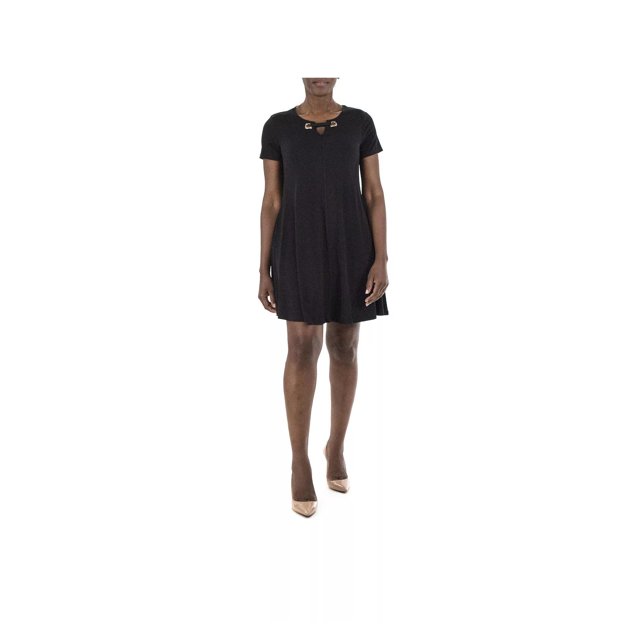 Women's Nina Leonard Embellished Swing Dress, Size: Large, Black Product Image