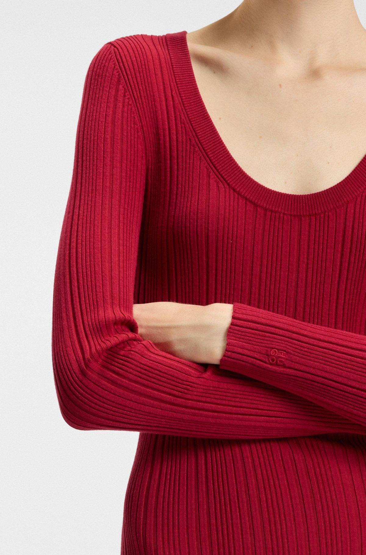 Slim-fit midi dress in ribbed crepe fabric Product Image