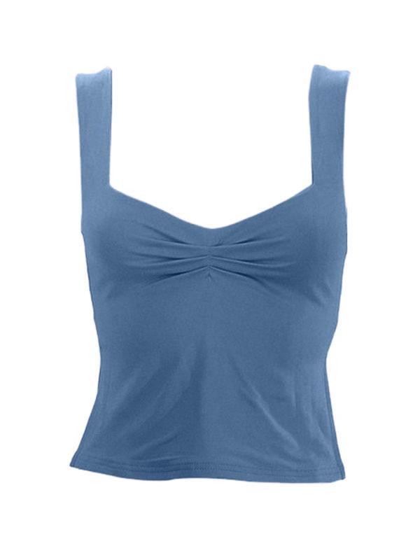 Low Cut Sleeveless Sweetheart Neck Cropped Tank Top Product Image