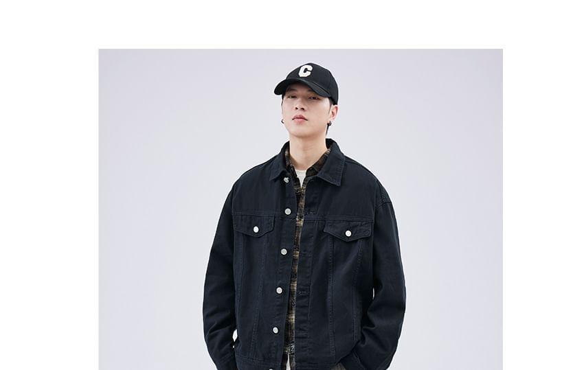Plain Denim Single-Breasted Jacket Product Image