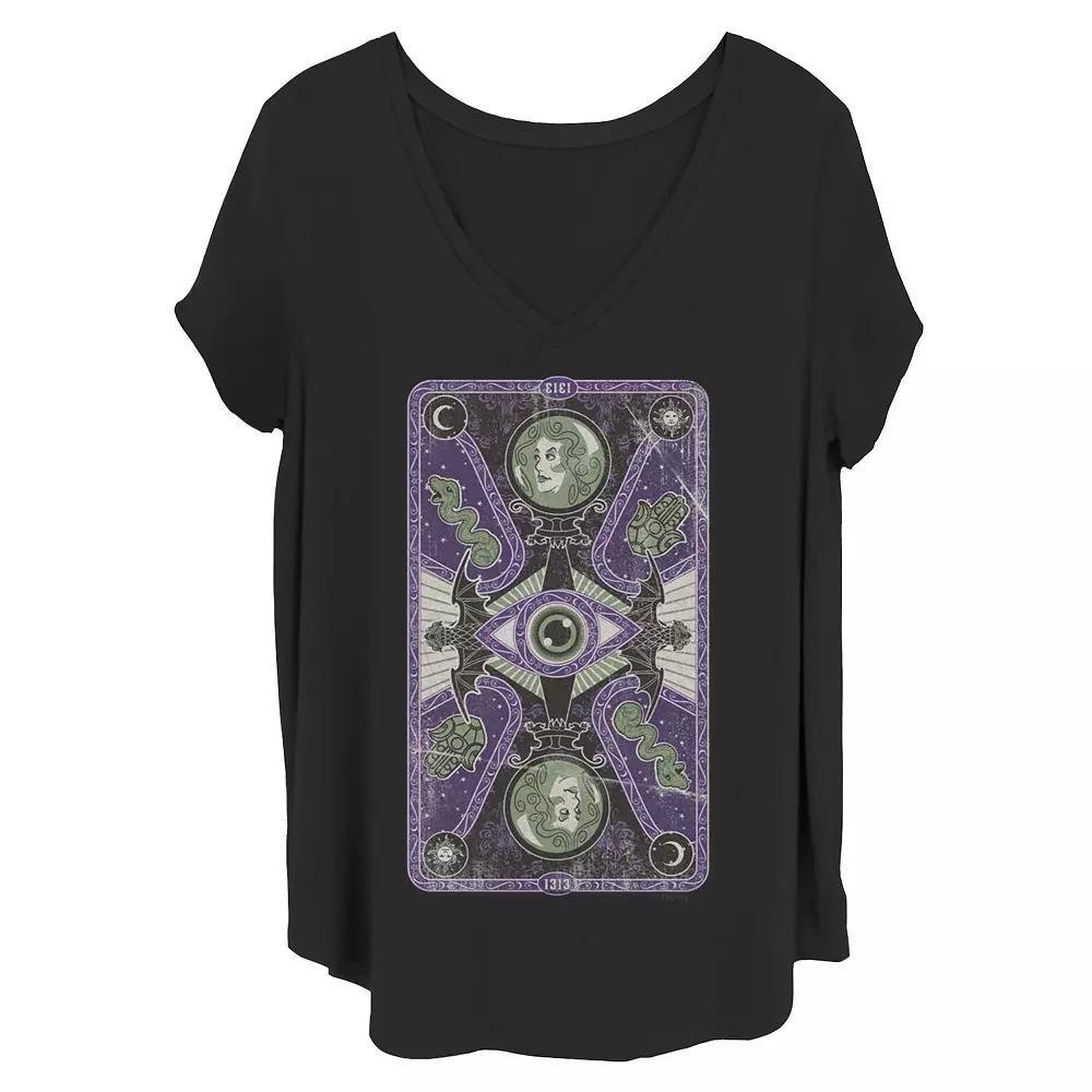 Disney's The Haunted Mansion Women's Madame Leota Tarot Card V-Neck Tee, Girl's, Size: 1XL, Black Product Image