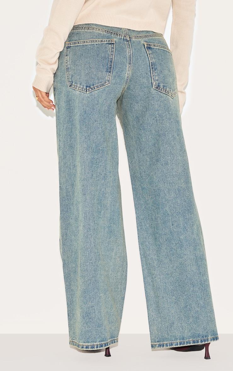 Petite Vintage Wash Washed Wide Leg Jeans Product Image