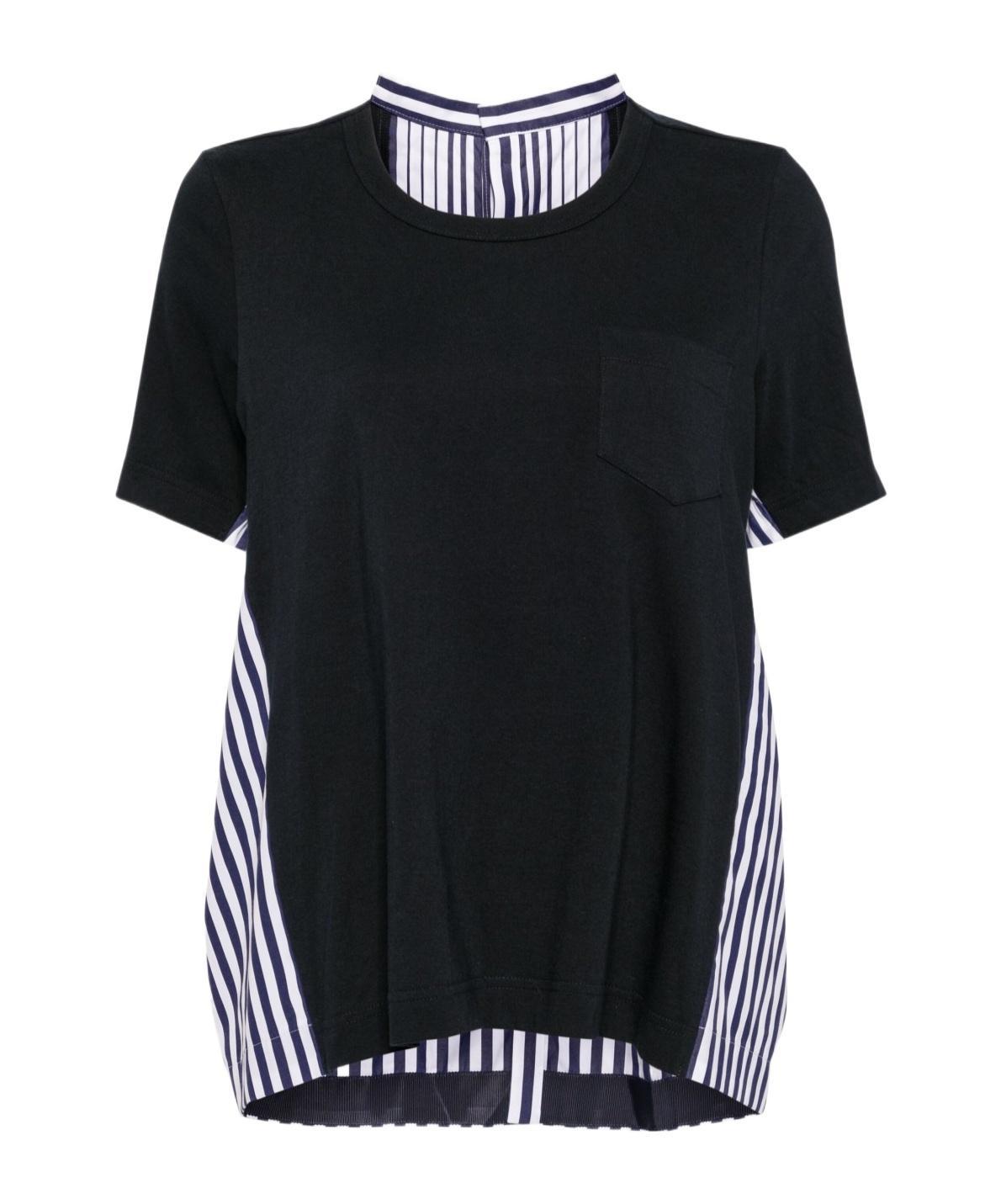 SACAI Panelled Cotton T-shirt In Black Product Image