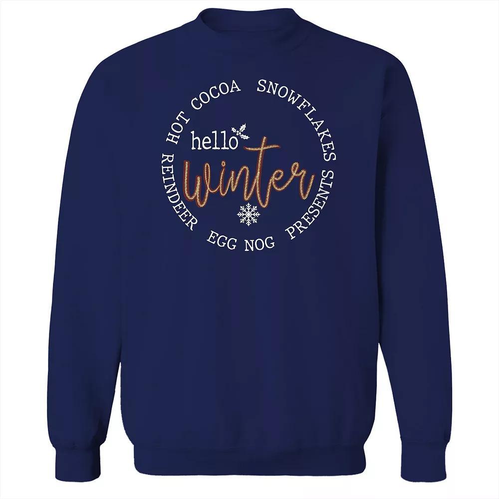 Men's Hello Winter Fleece Sweatshirt, Women's, Size: XXL, Blue Product Image