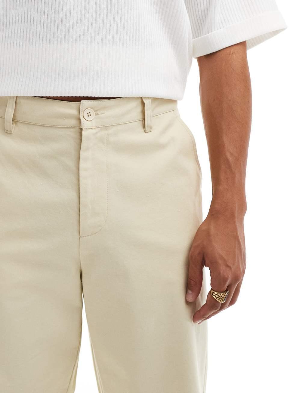 ASOS DESIGN baggy pants in tan Product Image