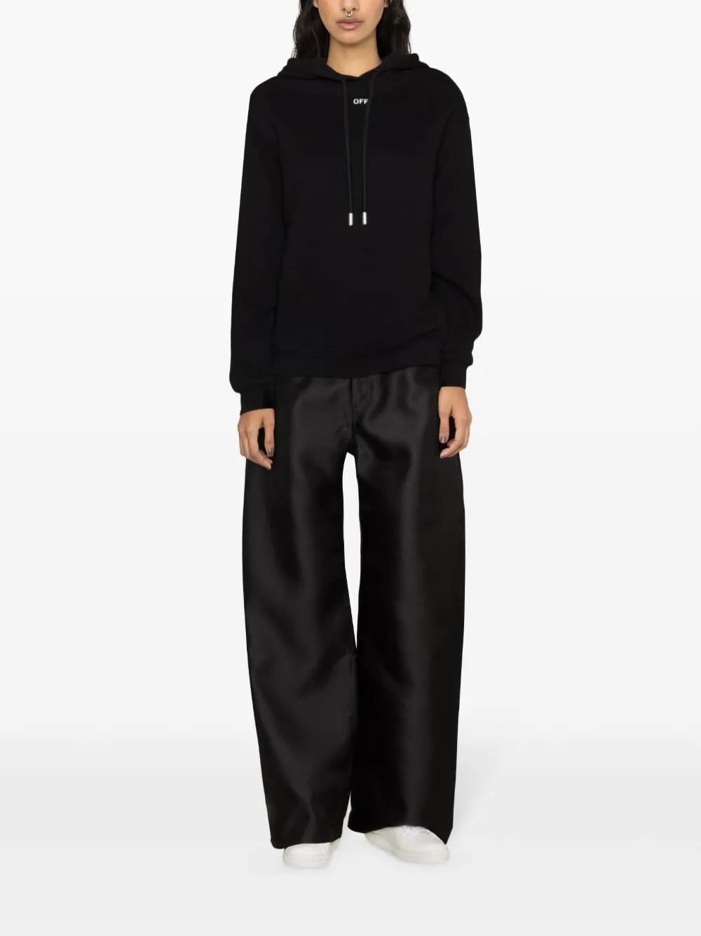 Diag-stripe embroidered cotton hoodie Product Image
