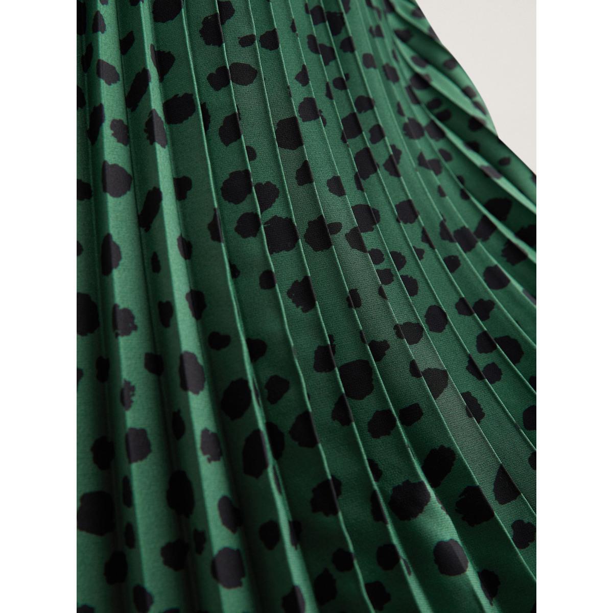 Plus Size Dot Print Pleated Midi Skirt Women Emerald Elegant Contrast Bodycon No stretch Everyday Skirts BloomChic 14-16/1X Product Image