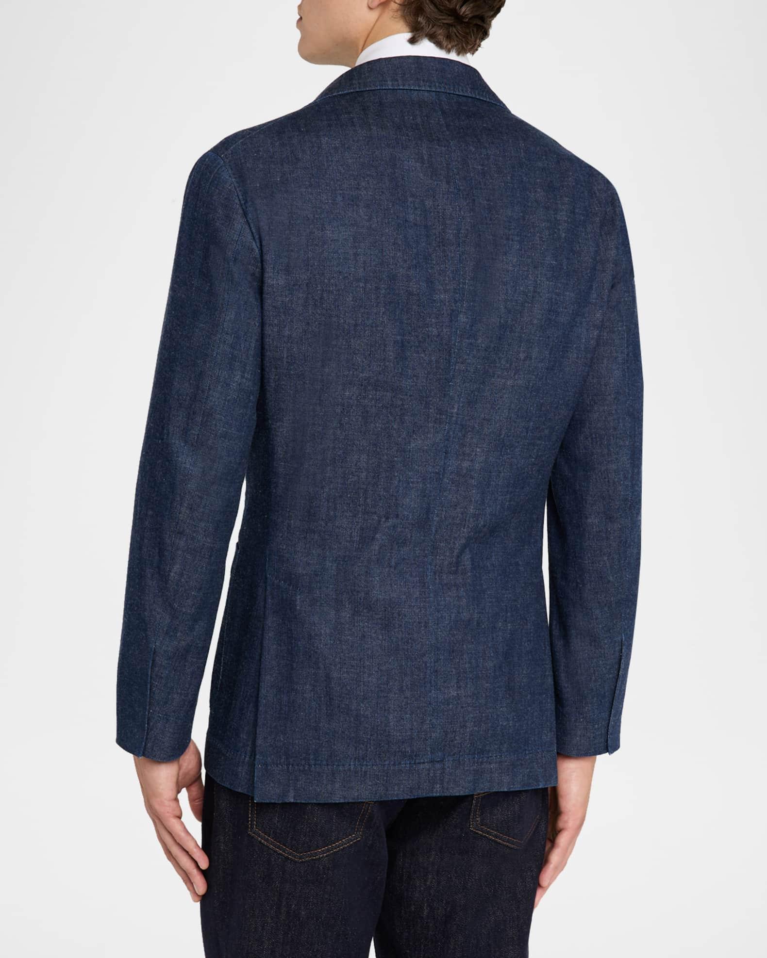Men's Denim Peak Lapel Single-Breasted Sport Coat Product Image