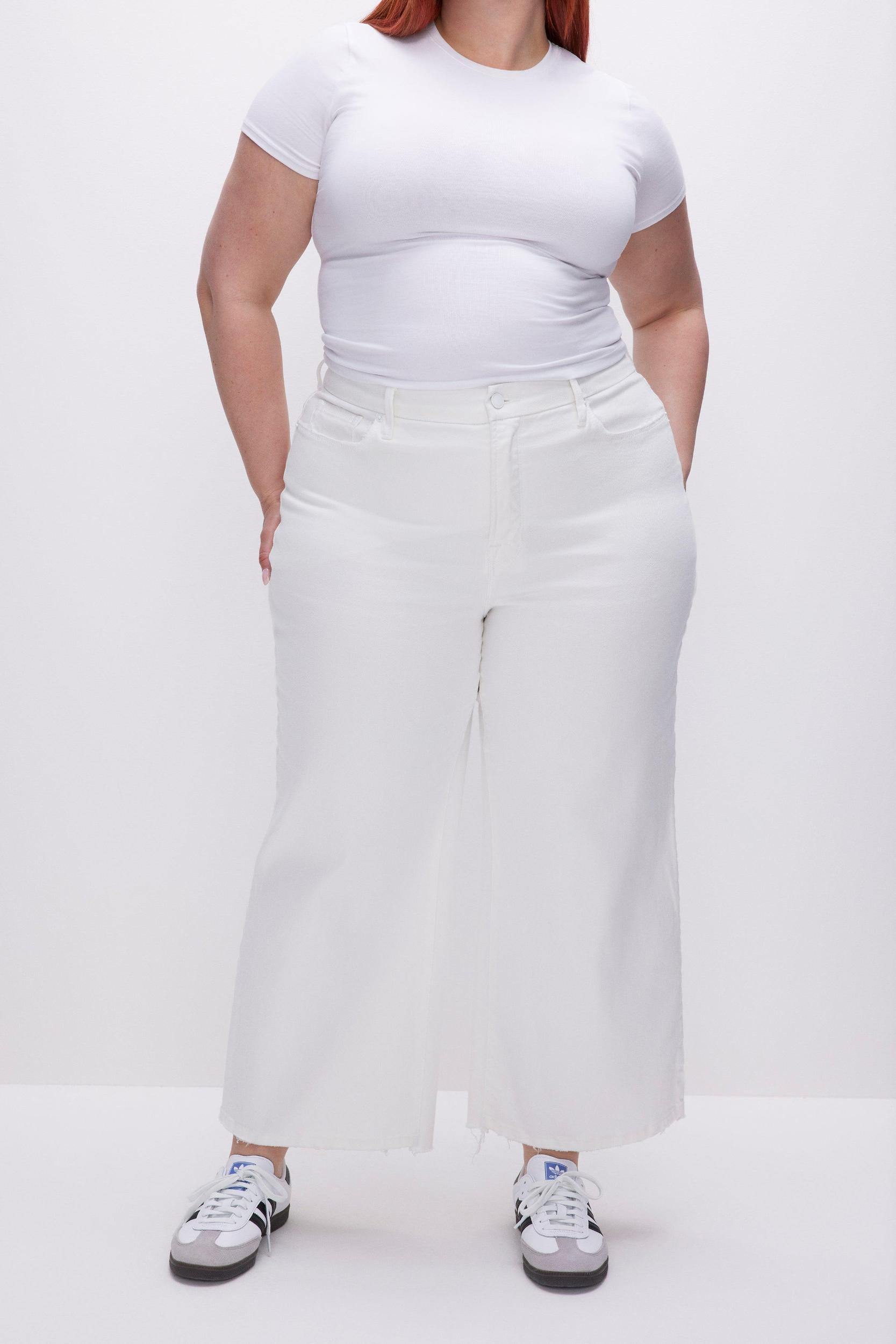 GOOD WAIST CROPPED PALAZZO JEANS | WHITE001 Product Image