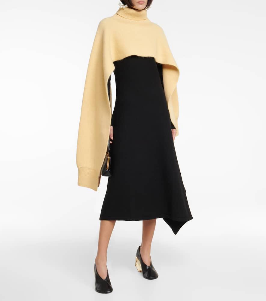 JIL SANDER Asymmetrical Wool Dress In Black Product Image