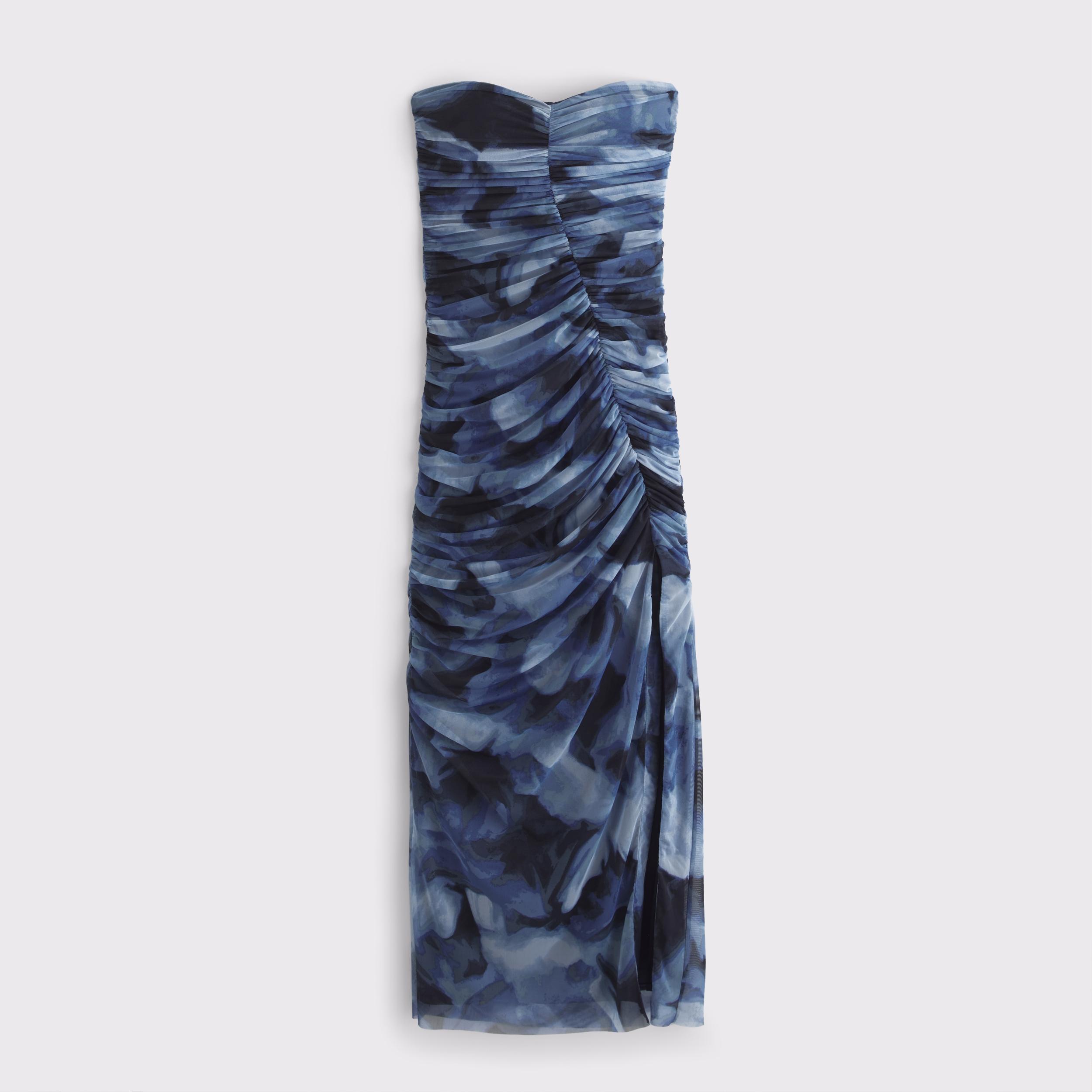 Mesh Strapless Ruched Maxi Dress Product Image