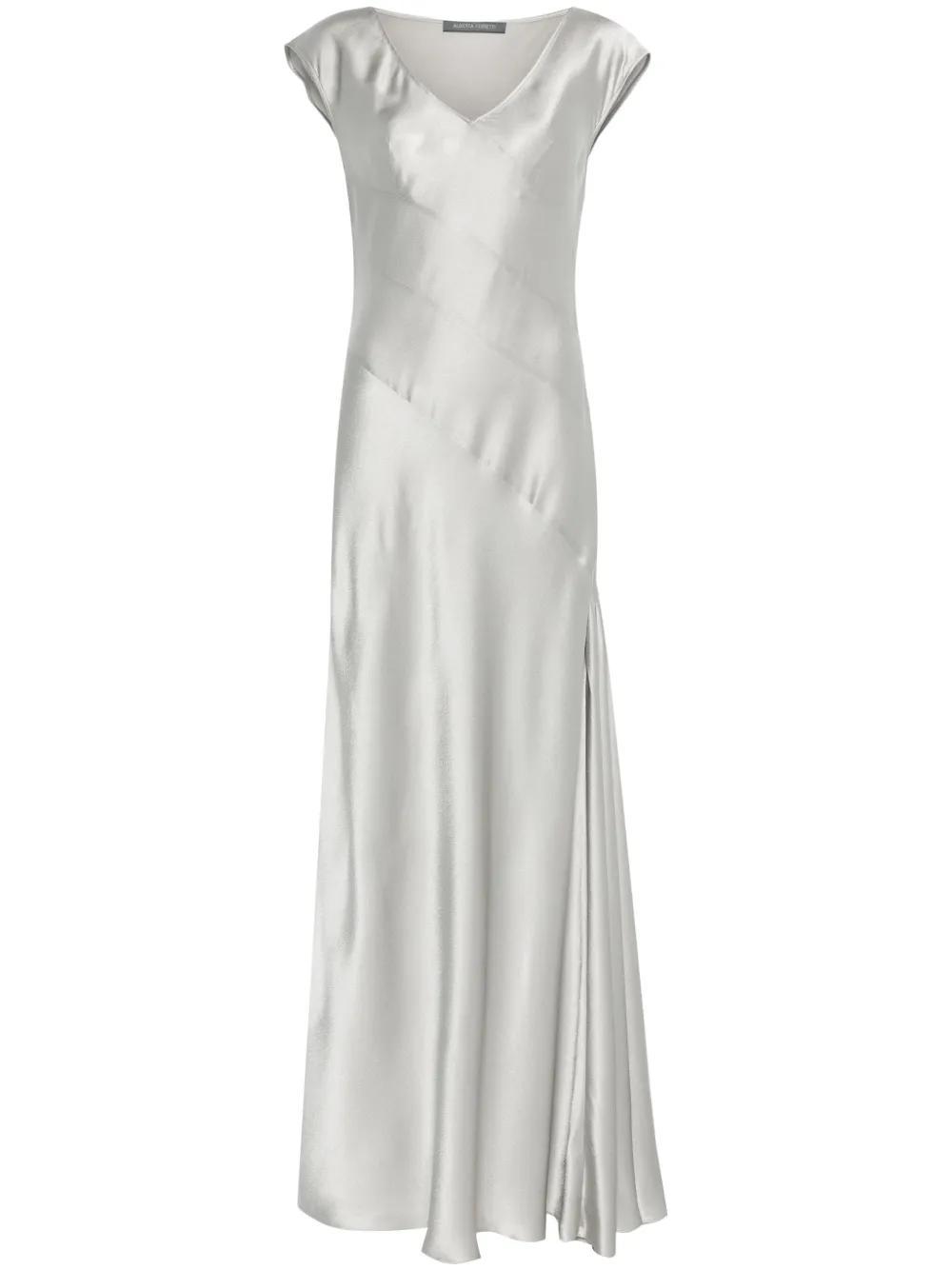 ALBERTA FERRETTI Satin Maxi Dress In White Product Image