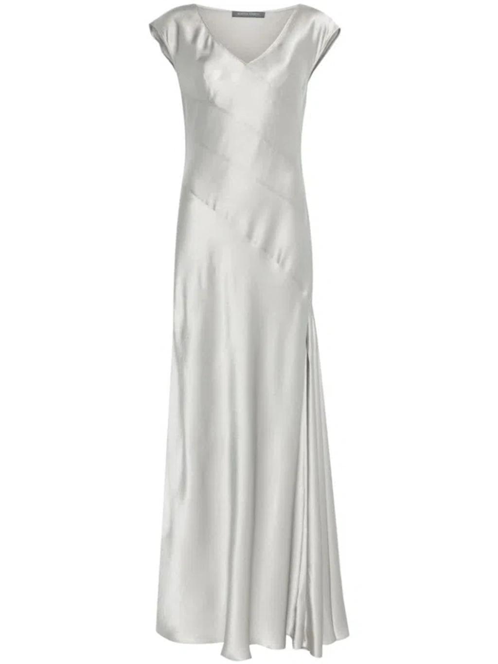 ALBERTA FERRETTI Satin Maxi Dress In White Product Image