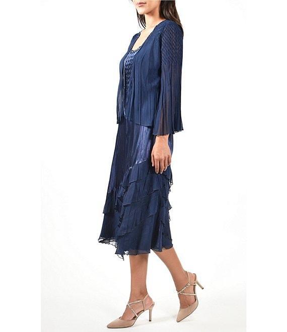 Komarov Tiered Ruffle Hem 2-Piece Jacket Dress Product Image