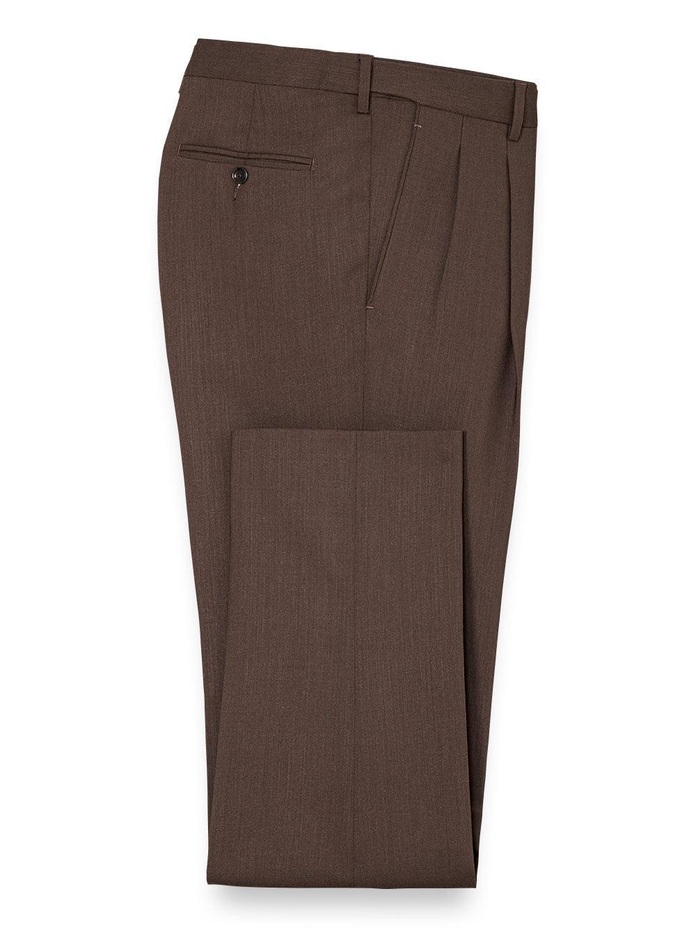 Tailored Fit Essential Wool Pleated Pants - Navy Product Image