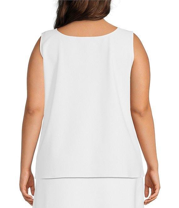Ming Wang Plus Size Stretch Deco Crepe Scoop Neck Sleeveless Top Product Image