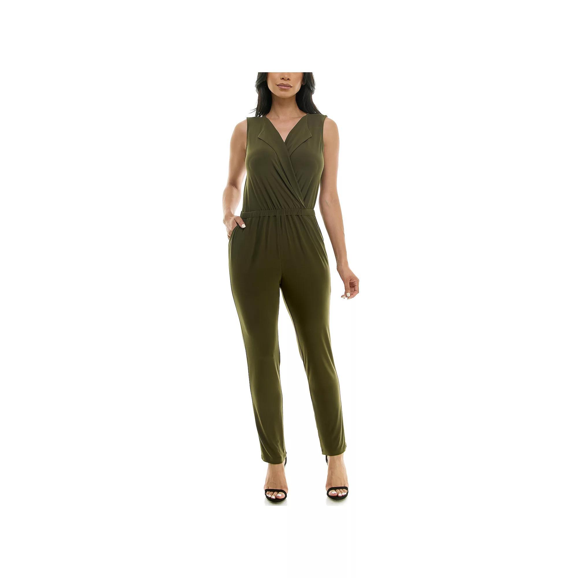 Women's Nina Leonard Collared Jumpsuit, Size: Large, Black Product Image