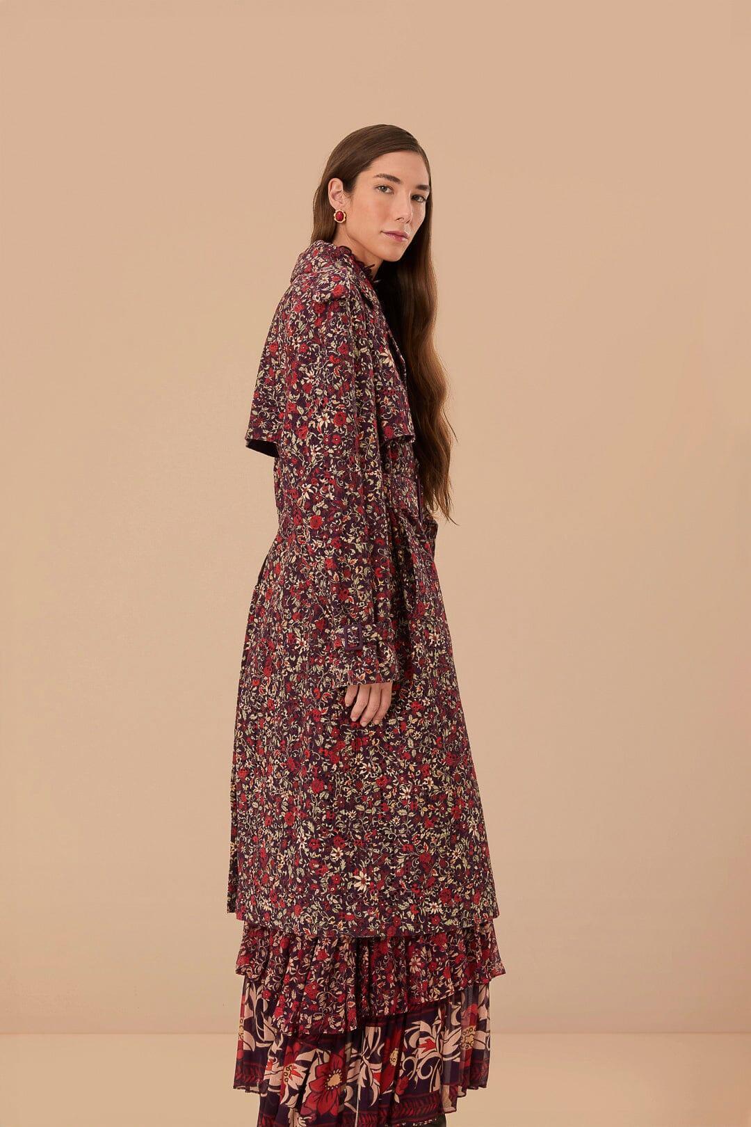 Purple Chelsea Garden Cotton Eyelet Trench Coat, CHELSEA GARDEN PURPLE / XXS Product Image
