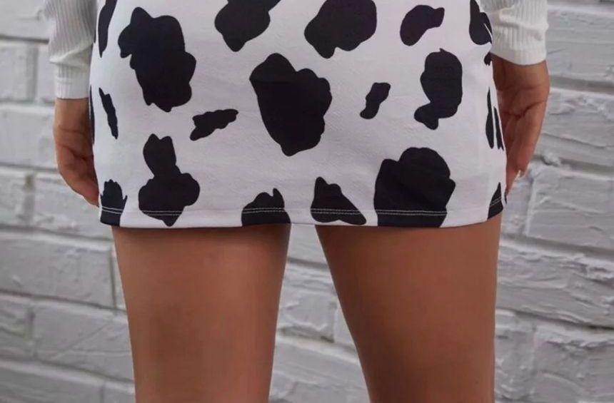 Cow Print Slit Mini Pencil Skirt Product Image