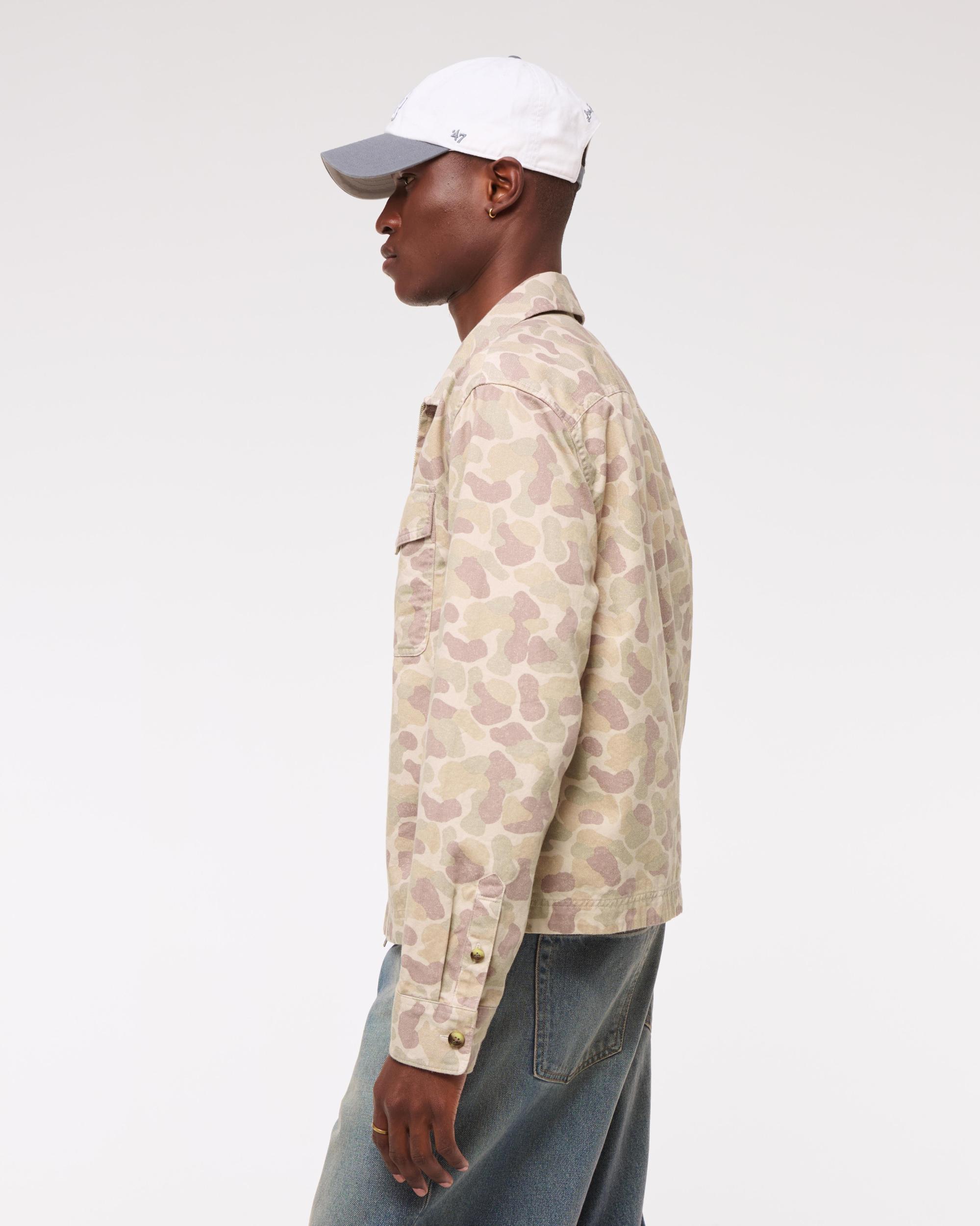 Cropped Twill Zip Shirt Jacket Product Image
