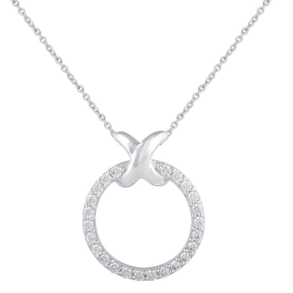 Royal Aura Sterling Silver 1/2 Carat T.W. Diamond XO Pendant Necklace, Women's, Size: 18" Product Image