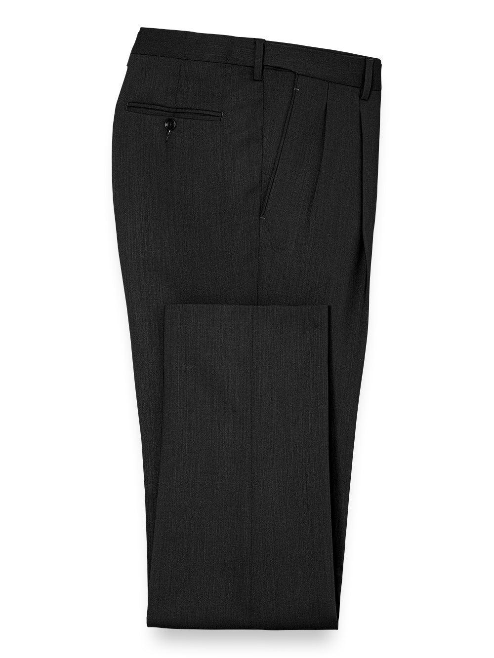 Tailored Fit Essential Wool Pleated Pants - Navy Product Image