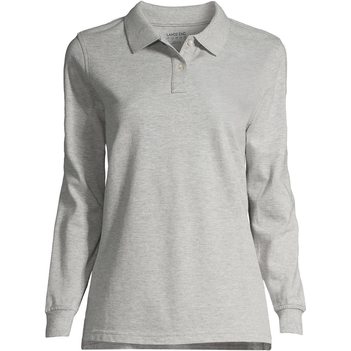 Womens Tall Lands End School Uniform Long Sleeve Mesh Polo Shirt Product Image