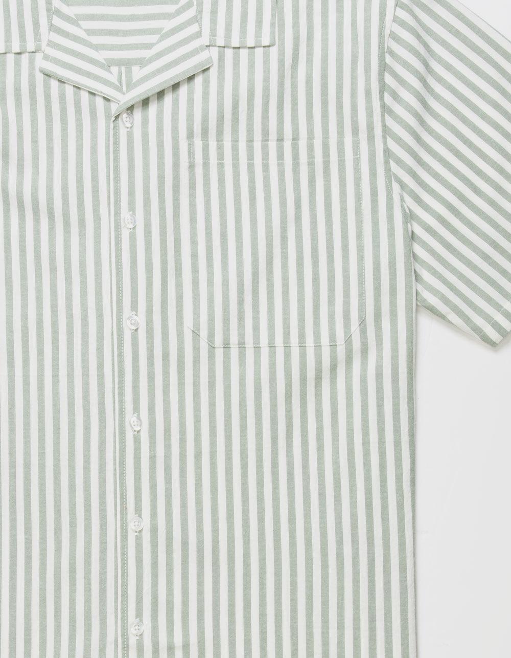 RSQ Mens Stripe Oxford Camp Shirt  - SAGE Product Image